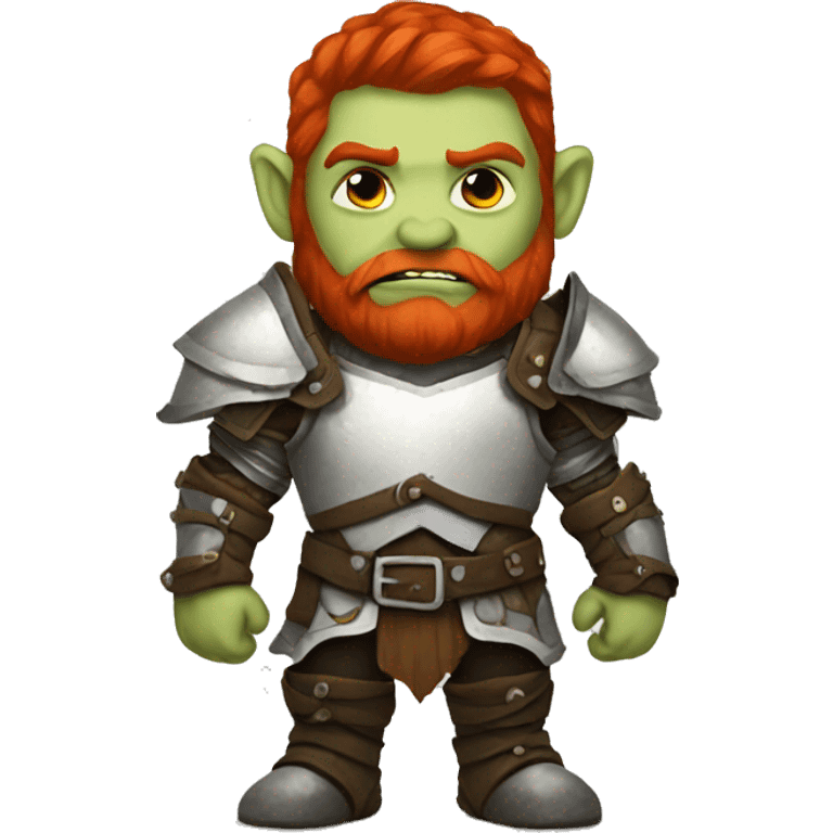 orc redhead with heavy white armor fantasy emoji