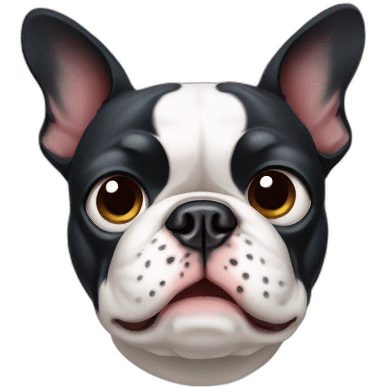 Grumpy and fat Boston Terrier emoji