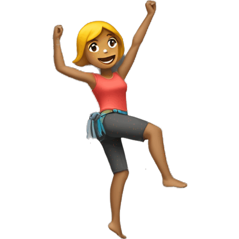 a female free soloing a cliff emoji