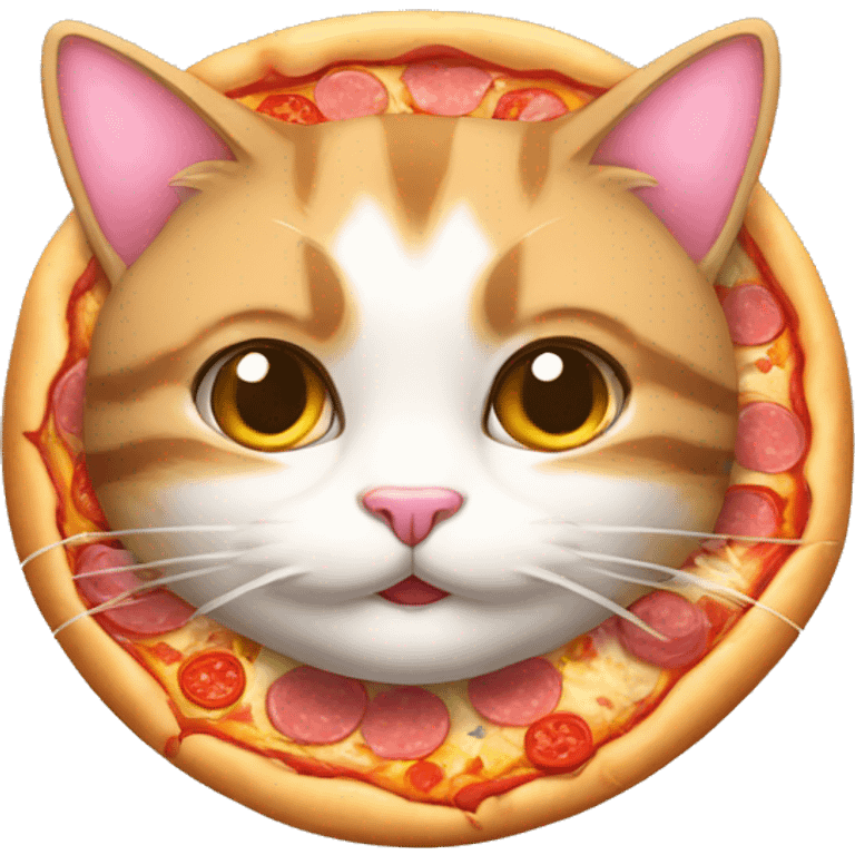 Gato com cabelo rosa segurando uma pizza emoji