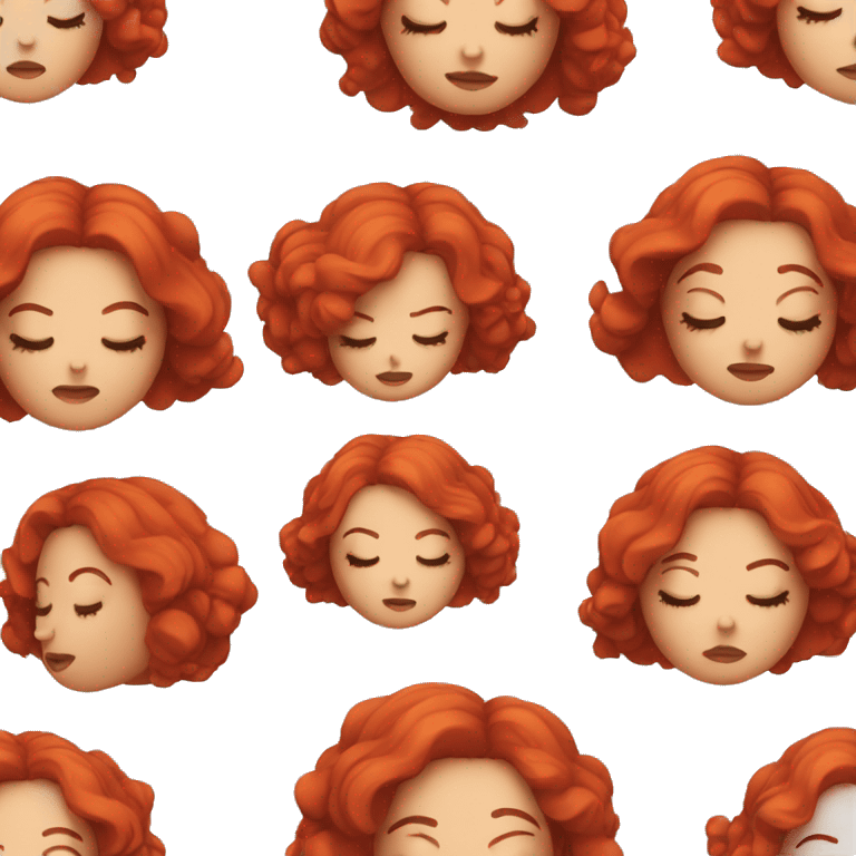 2d woman with red hair and closed eyes emoji