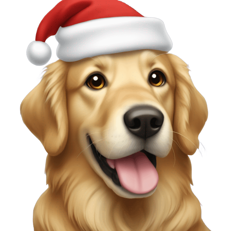 golden retriever wearing a santa hat emoji