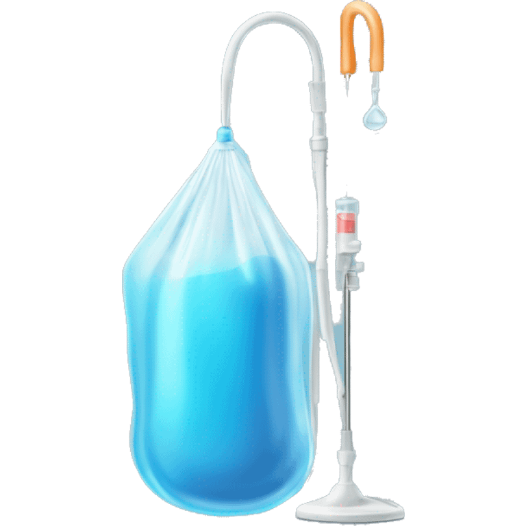 Realistic saline bag and IV pole isolated.  emoji