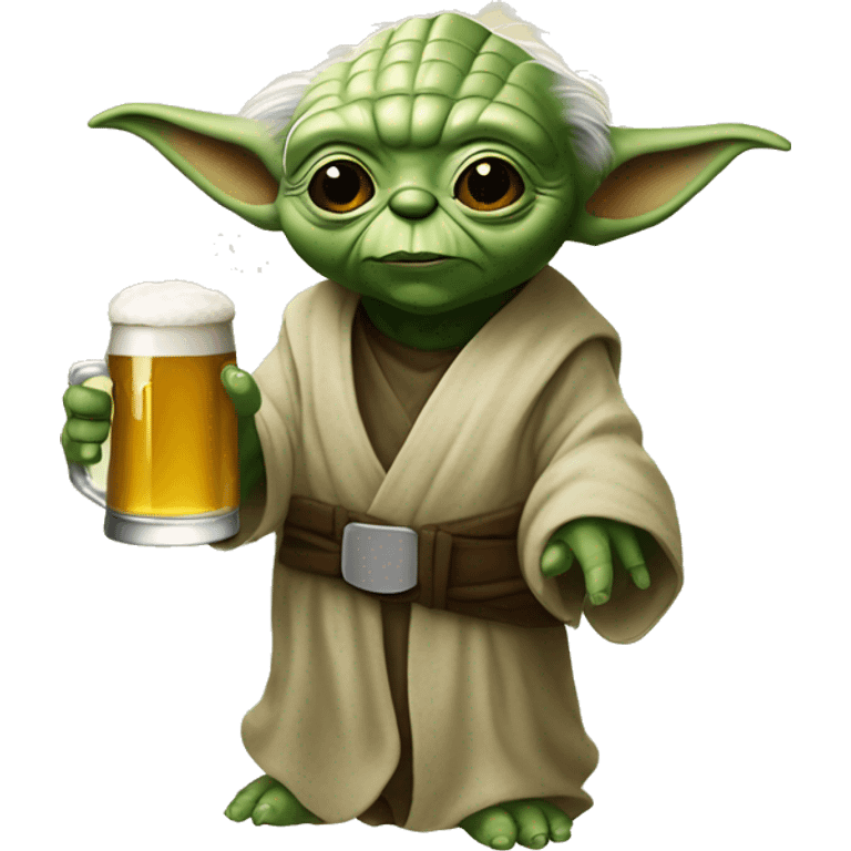 Yoda tomando cerveza emoji