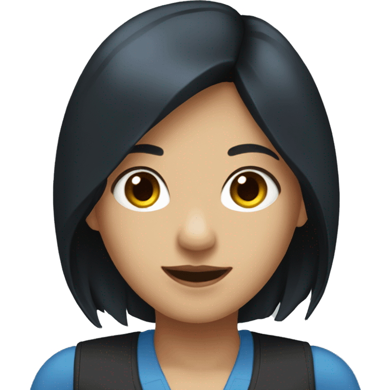 girl recepcionist with black hair and blue vest emoji