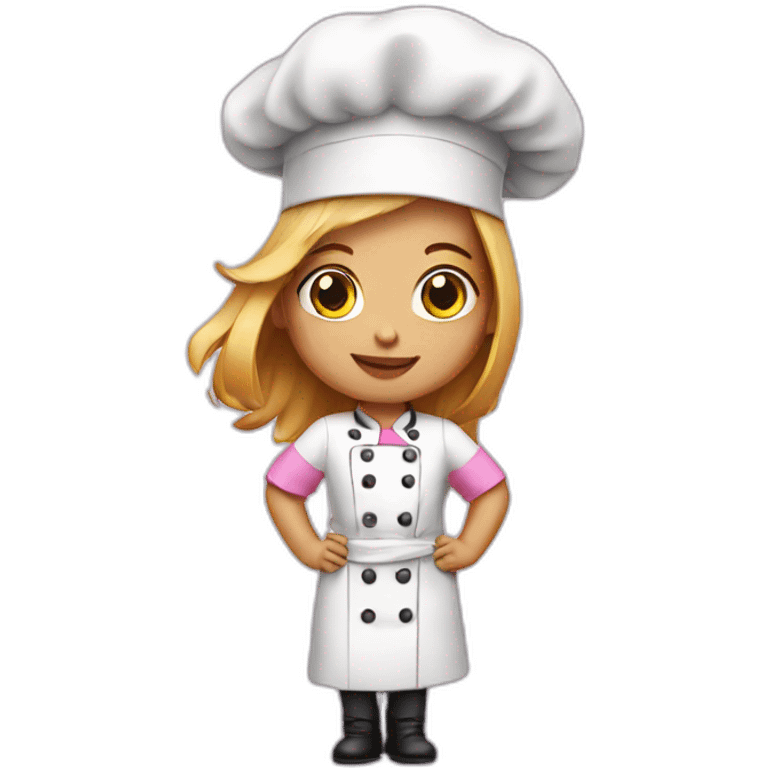 girl chef wearing pink emoji