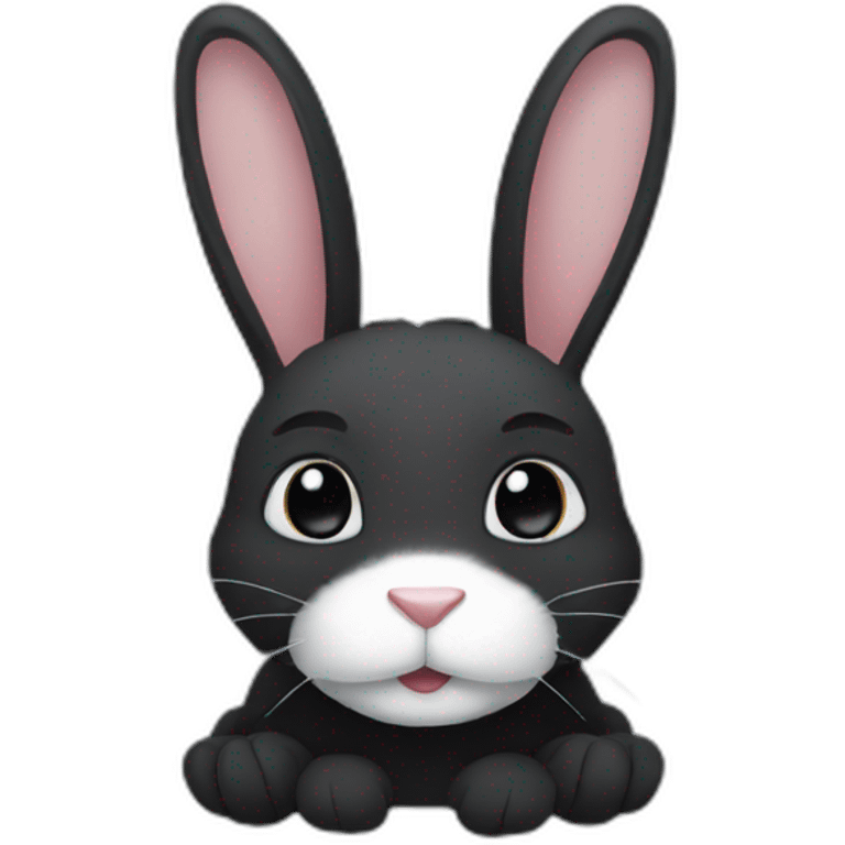 Black rabbit with white paws emoji