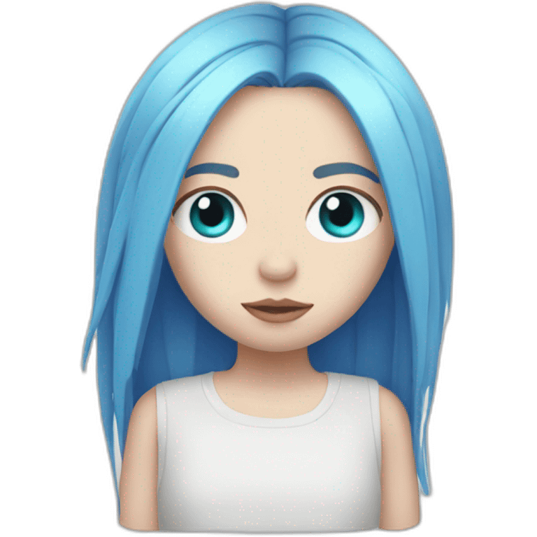 Billie Eilish with blue eyes emoji