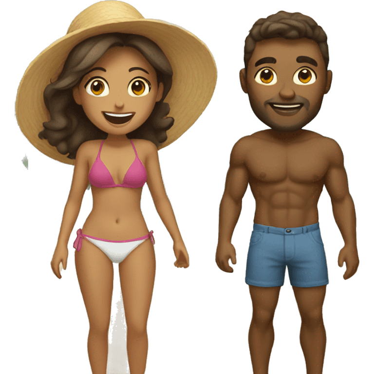 american couple on the beach emoji