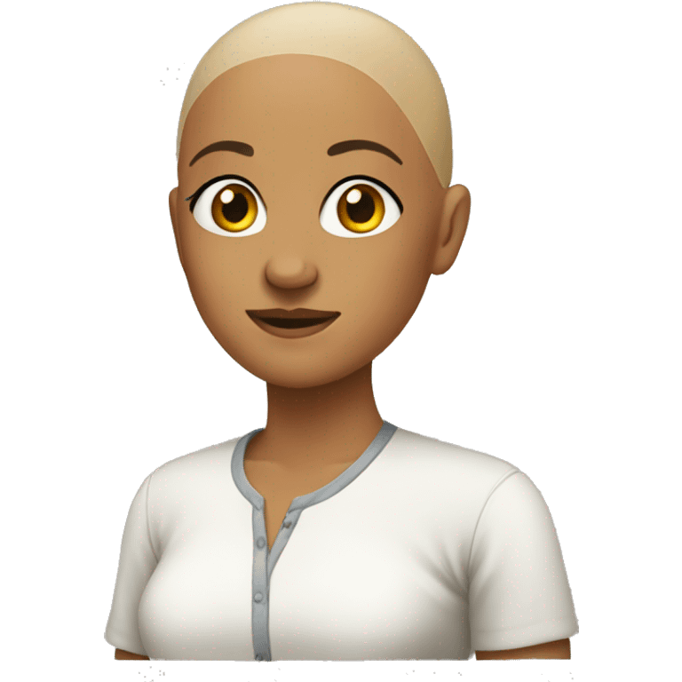 a bald women with a shirt emoji