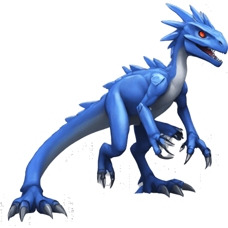  Edgy Blue Digimon-Fakemon-Velociraptor-Dragon-Mecha full body emoji