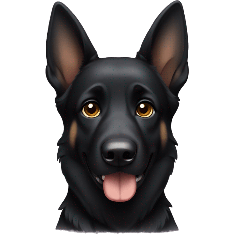 Black german shepherd with folded ears emoji