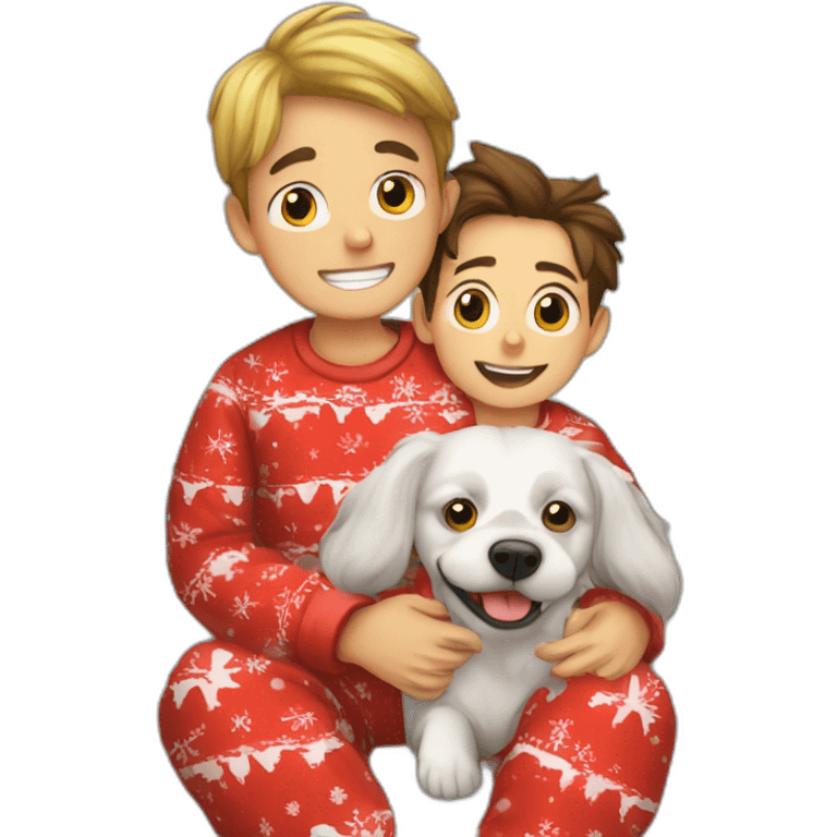 boy and dog in christmas pyjama emoji