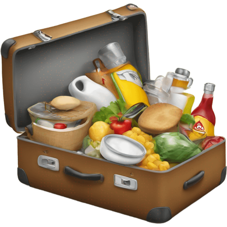 overloaded close suitcase with kitchen different stuff emoji