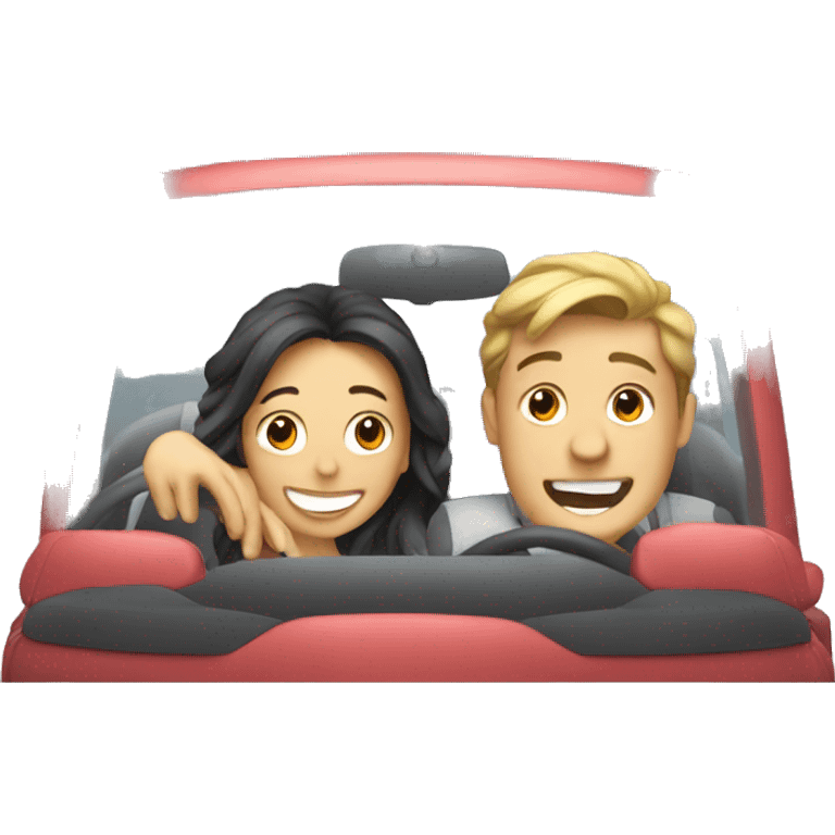 happy couple in car emoji