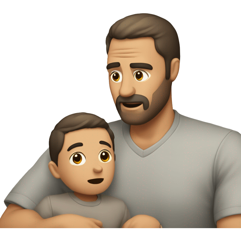 Padre abrazando a el hijo, pero quiero colocarle dos caras  emoji