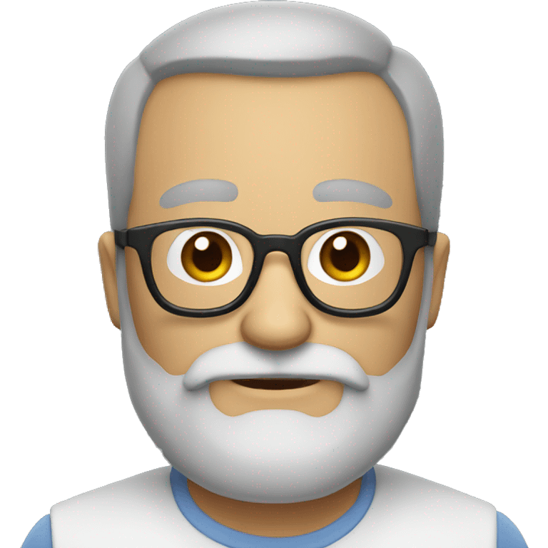 A 50ish nerd with grey beard, bold head and round glasses emoji