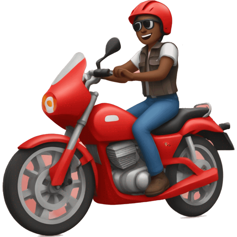 a red ambucycle rider in Rwanda emoji