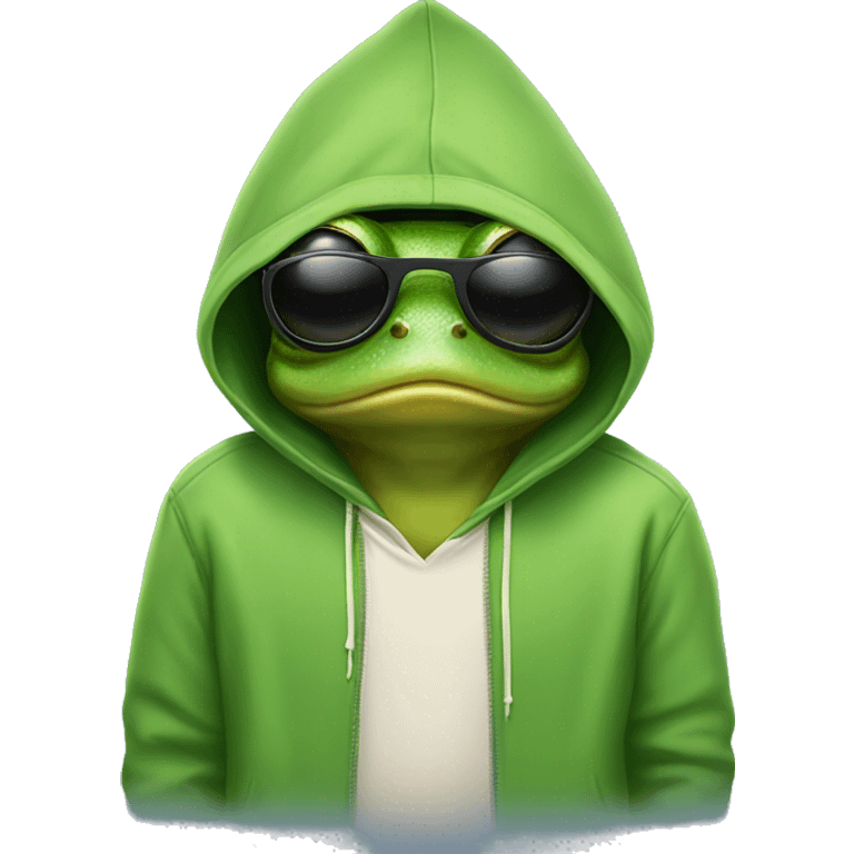 Frog with hoodie and sunglasses emoji