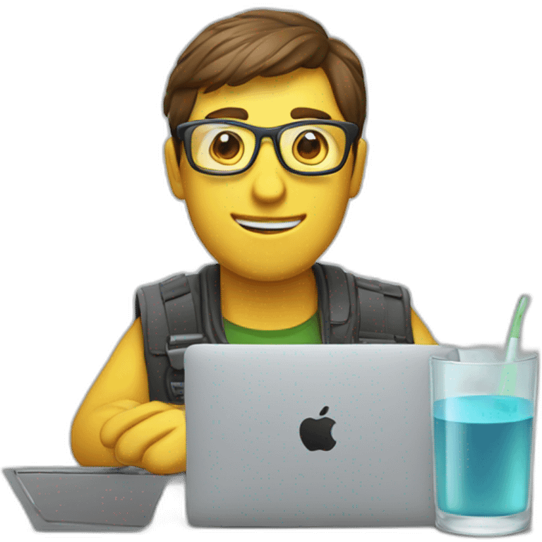 Programmer with glass and MacBook emoji