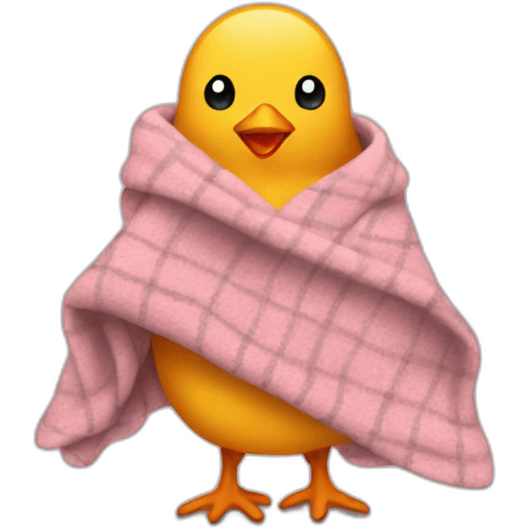 Chick wearing a blanket as dress emoji