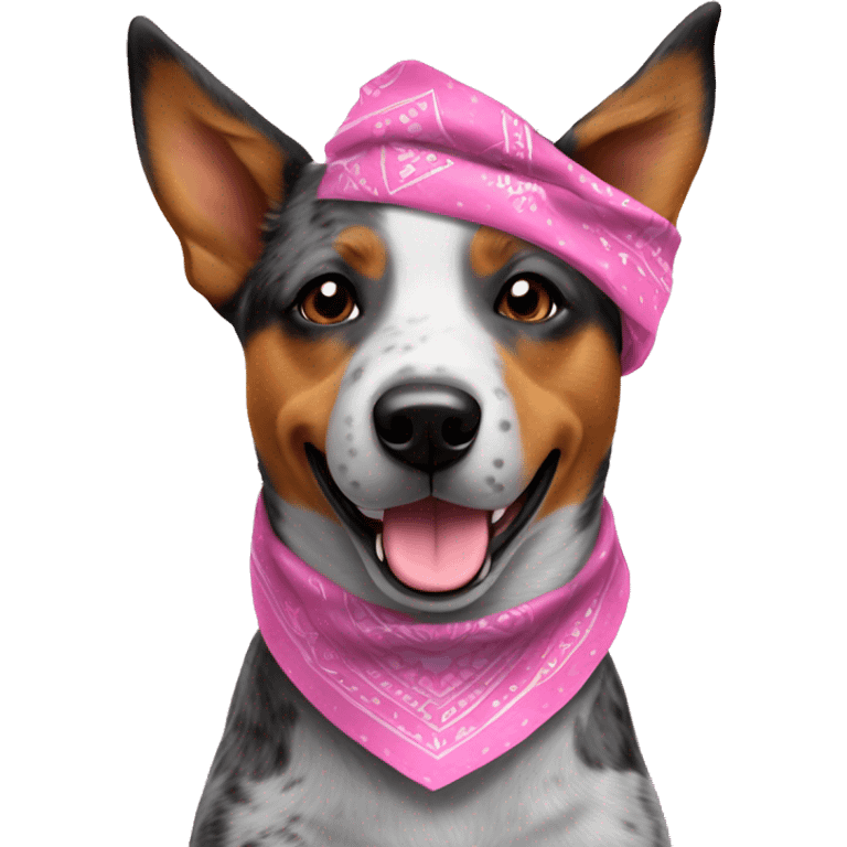 Australian cattle dog with pink bandanna around neck emoji