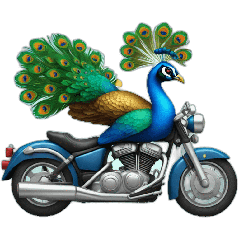 peacock on a motorcycle emoji