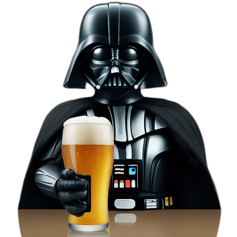 Darth vader from star wars with a beer emoji