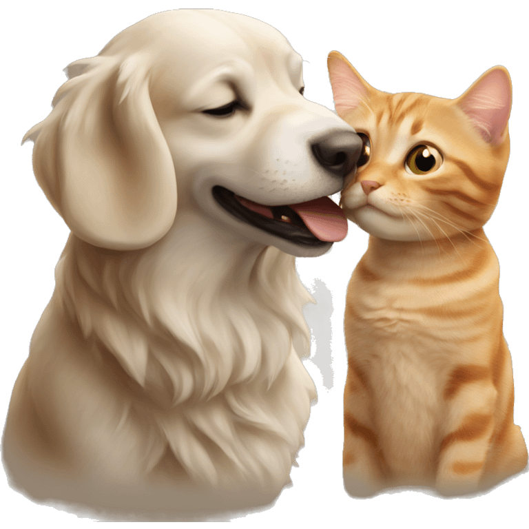 Dog kissing cat emoji