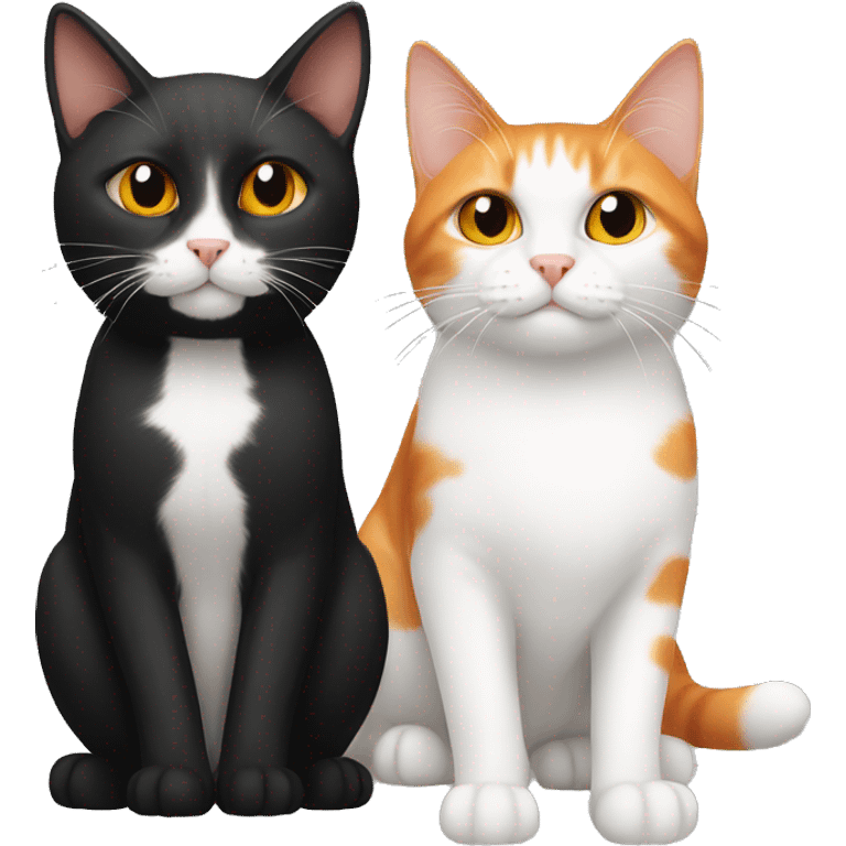 White and black cat with orange and white cat emoji