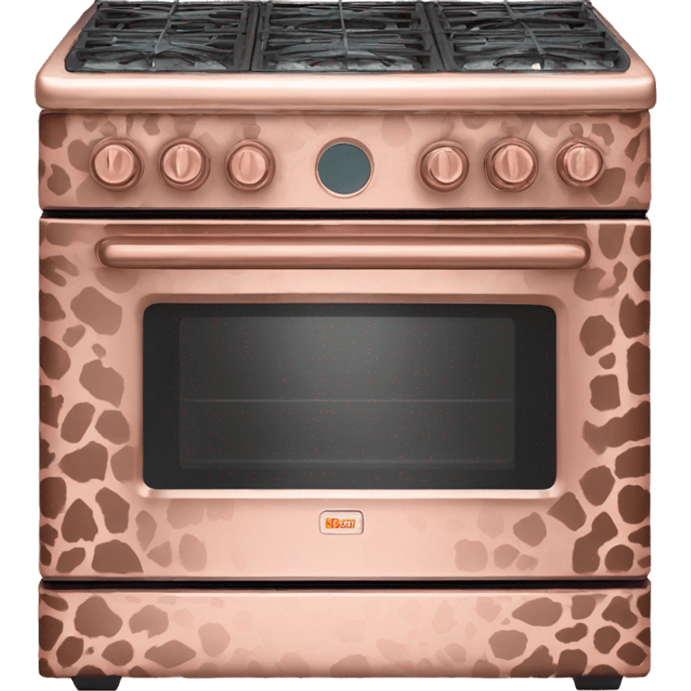 Realistic rose gold stove oven decorated in rose gold leopard print pattern. emoji