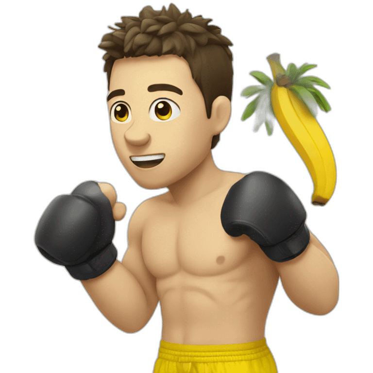 French Kick Boxer eat Banana and Pineapple emoji