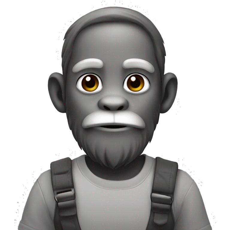 Monkey with Beard in grayscale emoji