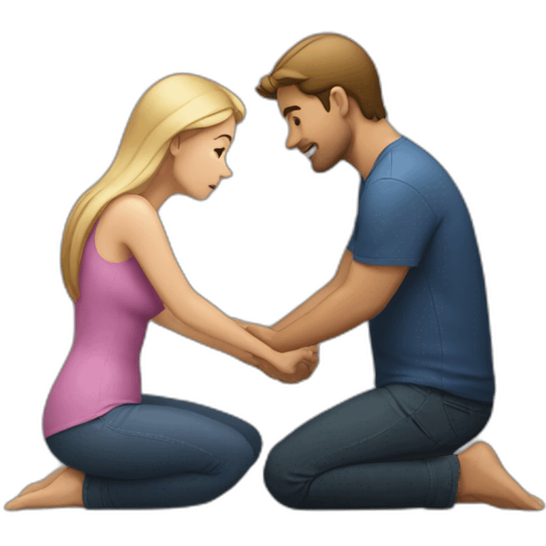 Woman on knees facing man emoji