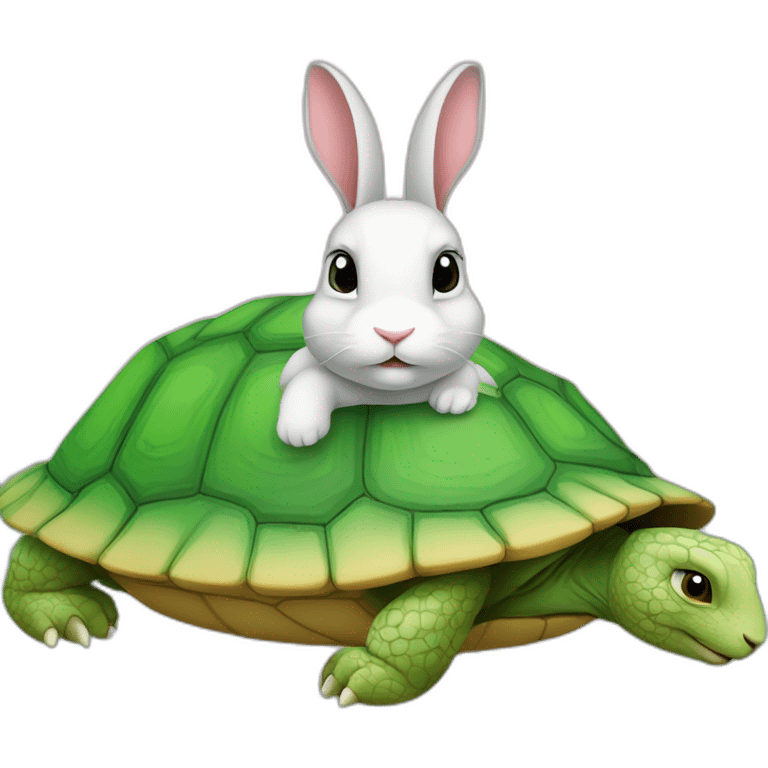 Lapin sur tortue emoji