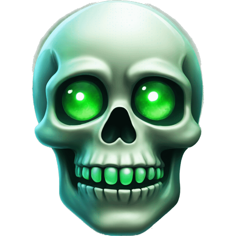  Crystal skull with glowing green eyes emoji