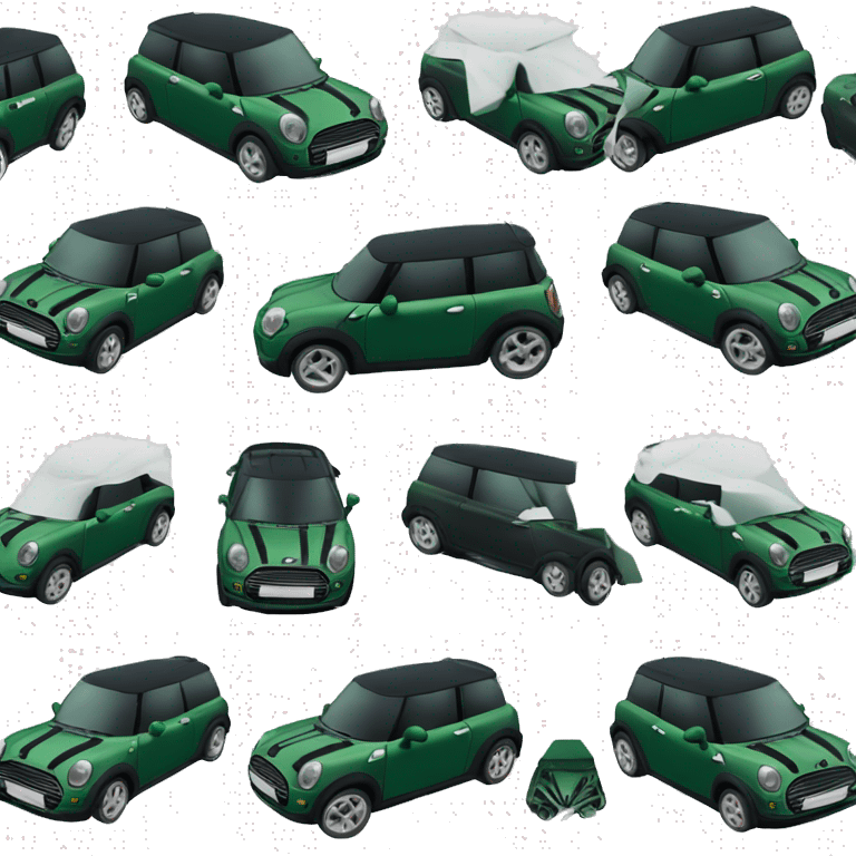 Coche mini verde oscuro con rayas blancas emoji