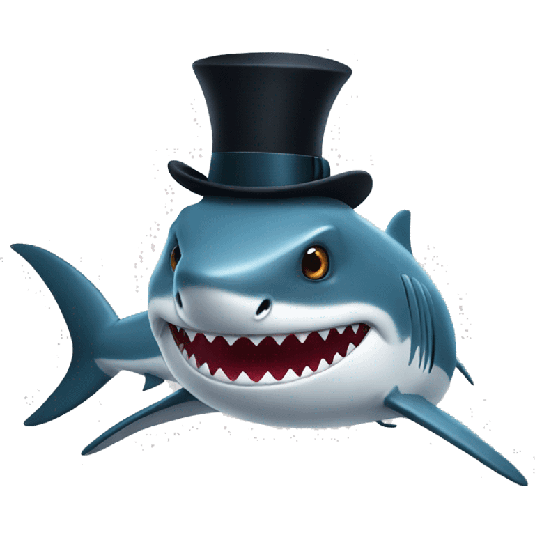 Shark with a top hat emoji