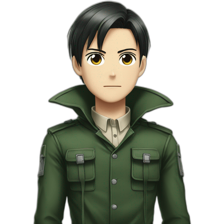 handsome Levi of Attack titan wears forest-green clothes emoji