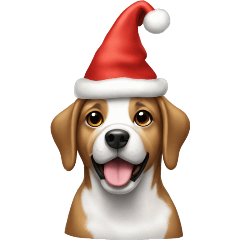 Dog with a Christmas hat  emoji