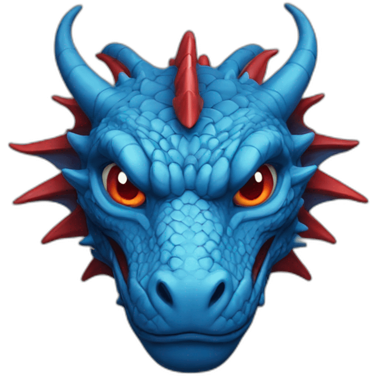 face blue dragon with red eyes emoji