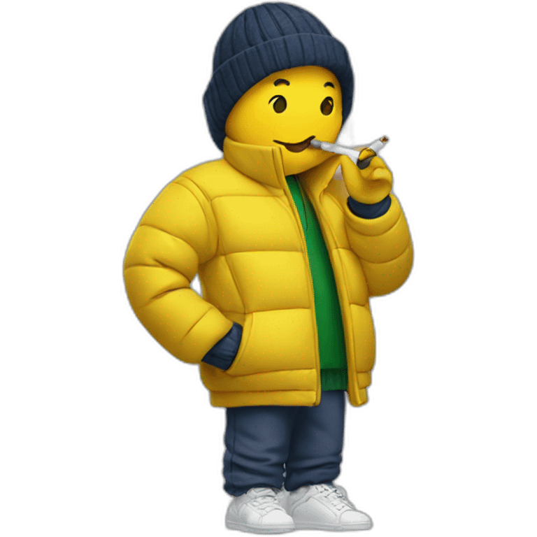 smoker with lacoste yellow puffer emoji