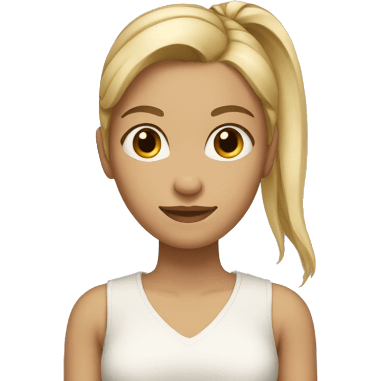 girl with blond hair in a ponytail medium skintone emoji