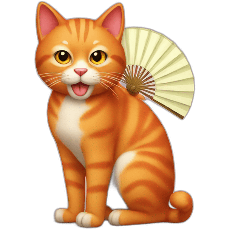 A red cat with a fan emoji