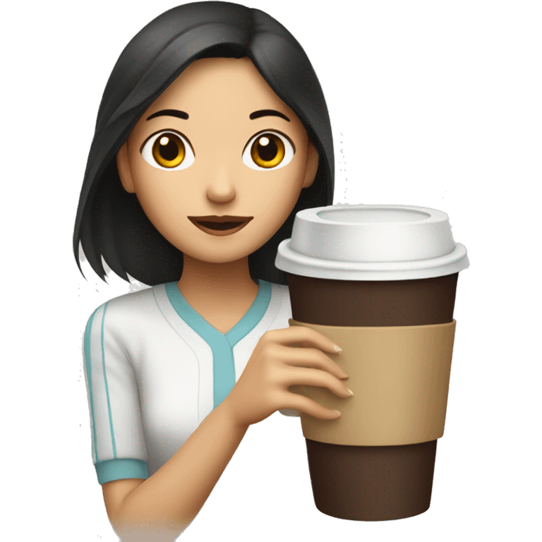 an asian girl with coffee  emoji