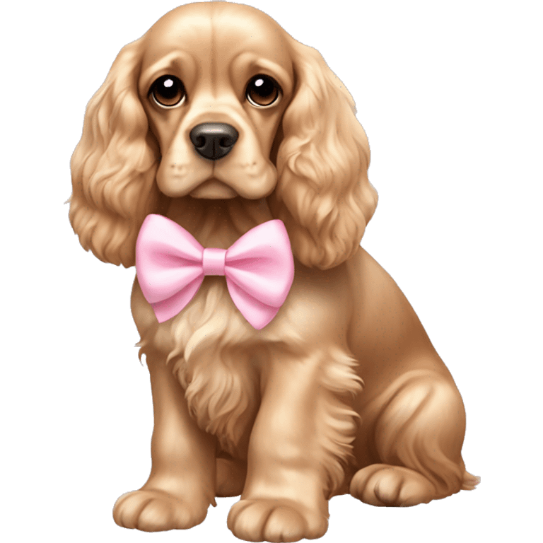 cute cocker spaniel with pastel pink bow emoji