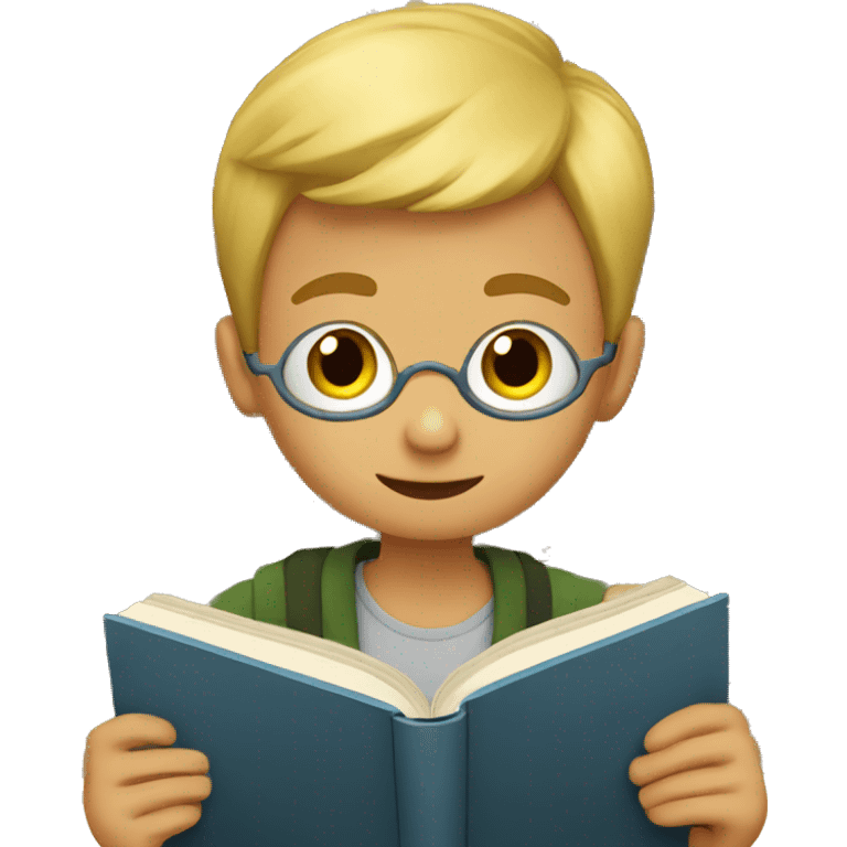 a boy reading a book emoji