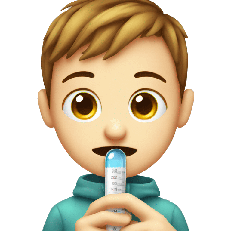 sick child, thermometer with high temperature emoji