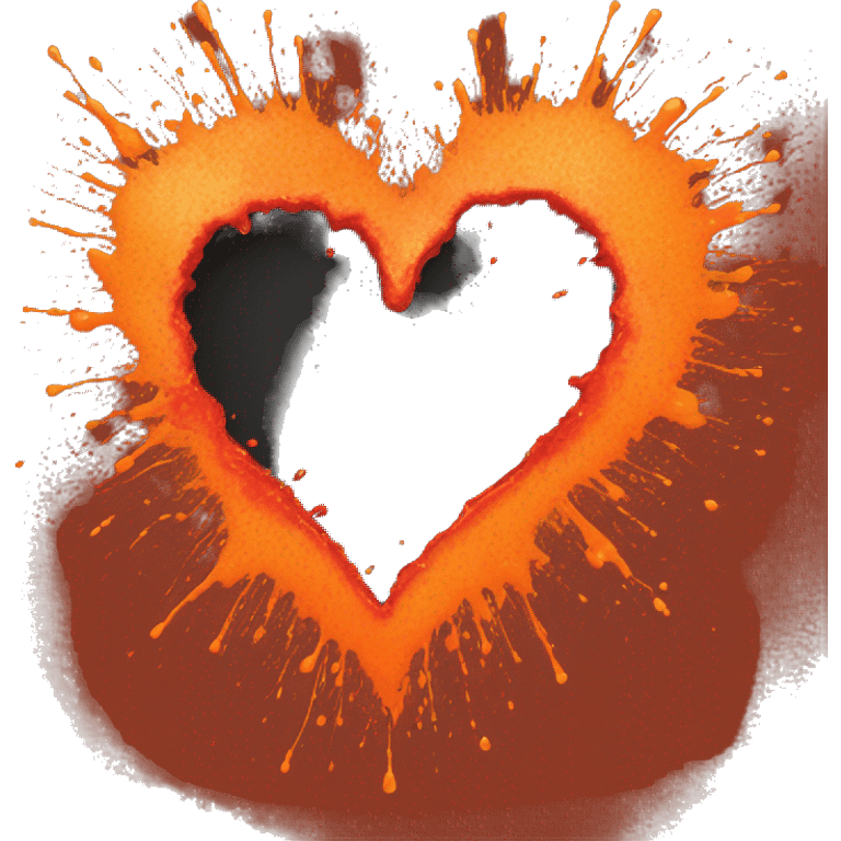 splattered paint heart glowing red-orange warmth emoji