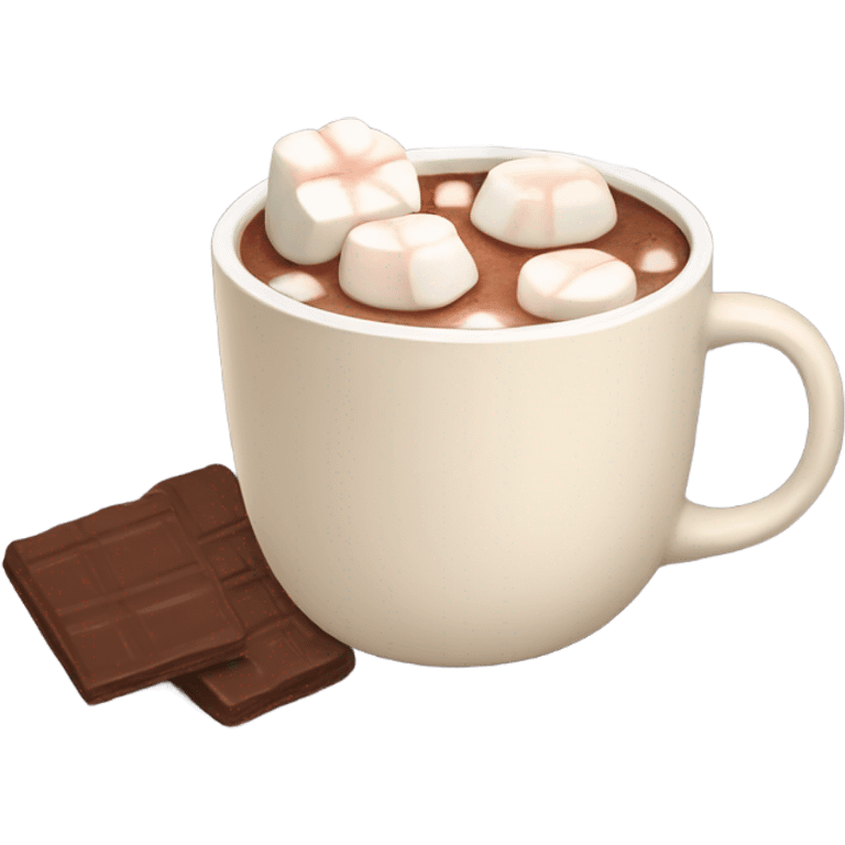 Light beige mug of hot chocolate with marshmallows  emoji